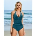 thumbnail image 2 of Women Sexy Tummy Control One Piece Swimsuits Halter Push Up Monokini Bathing Suits (Red, M), 2 of 6