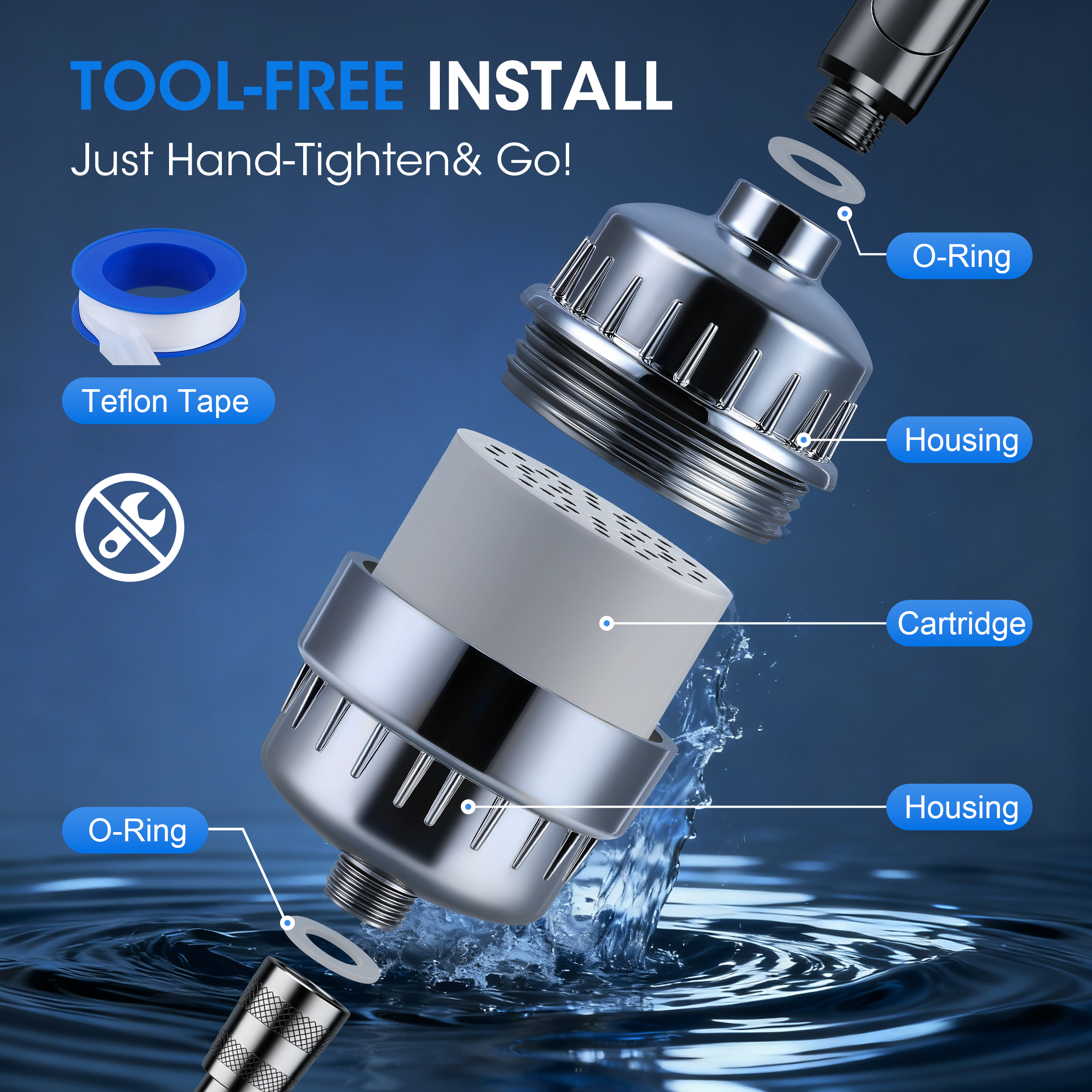YTAKY 25-Stage Shower Filter with Replaceable Cartridge photo 7
