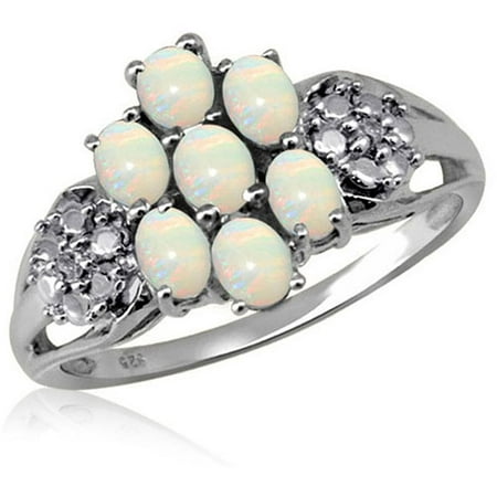 JewelersClub 0.70 Carat T.G.W. Opal Gemstone and 1/20 Carat T.W. White Diamond Ring