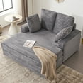 thumbnail image 2 of Furniliving 54.25"W Oversized Chaise Lounge Chair Indoor, Upholstered Sofa Bed with 2 Throw Pillows, Oversized Lounge Sofa for Living Room, Grey, 2 of 8