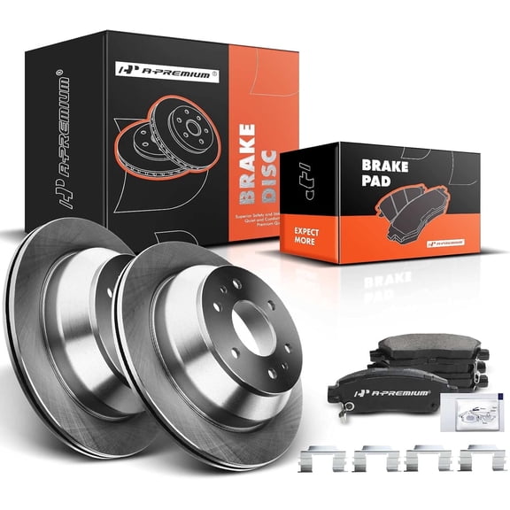 A-Premium 12.80 inch(325 mm) Rear Vented Disc Brake Rotors   Ceramic Pads Kit Compatible with Select Chevy Buick GMC Isuzu Oldsmobile and Saab Models - Envoy 9-7x Rainier Trailblazer Rainier