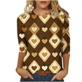 thumbnail image 2 of Xuyuer Valentines Day Lightweight Heart Pattern Tunic Spring Summer Shirts T-Shirts Graphic Tee Tops Womens Casual 3/4 Sleeve Shirts Dressy Round Neck Tops Fashion, 2 of 5