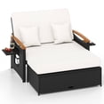 thumbnail image 2 of Costway Patio Rattan Daybed Set with Cushioned Loveseat & Storage Ottoman for Porch White + Black, 2 of 10