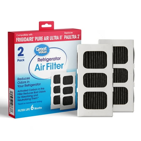 Great Value Refrigerator Replacement Air Filter for Paultra 2 Frigidaire Ultra II - White 2 Pack