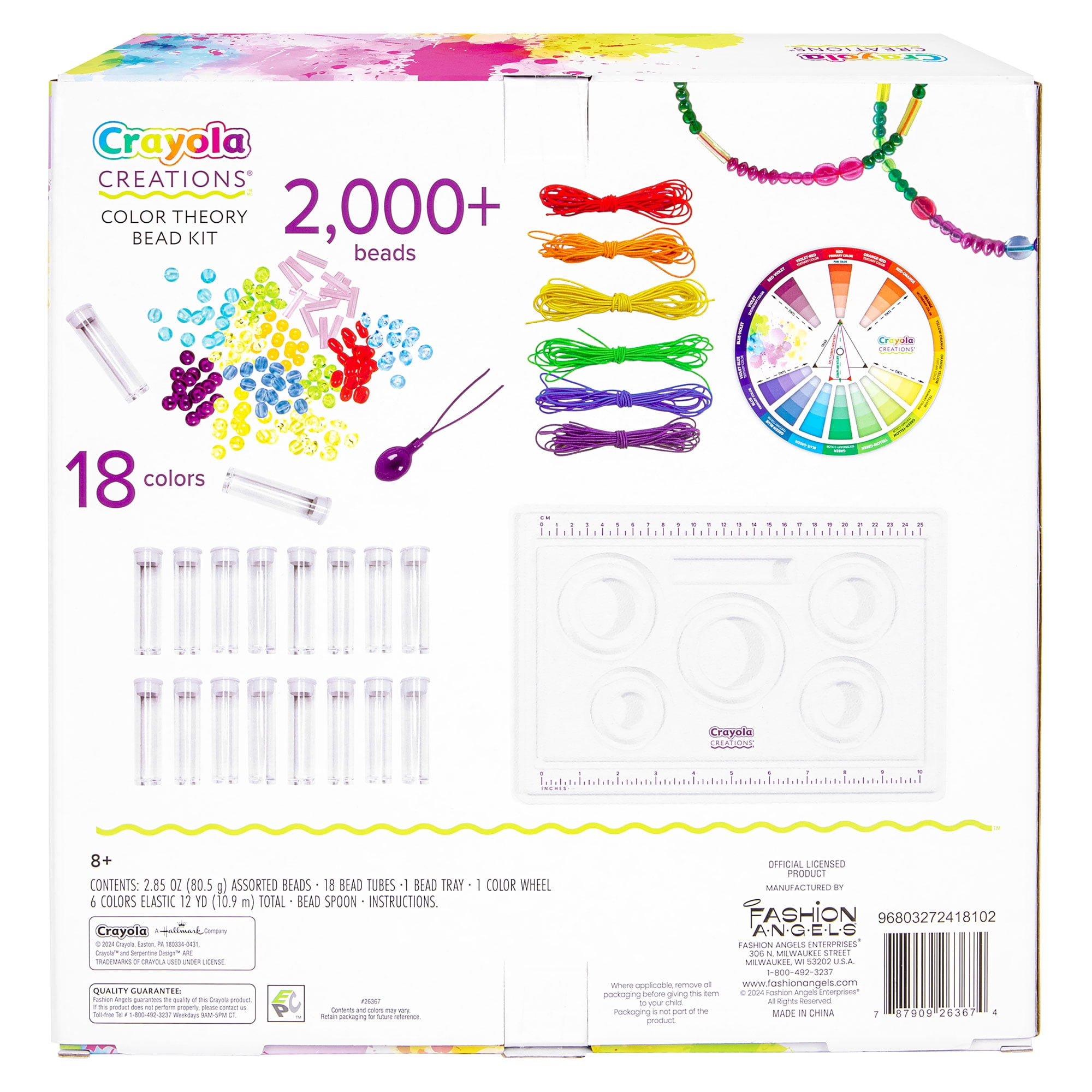 Crayola Creations Color Theory Bead Kit Jewelry Making Tween Activity, 2000+ Plastic Bead Kit