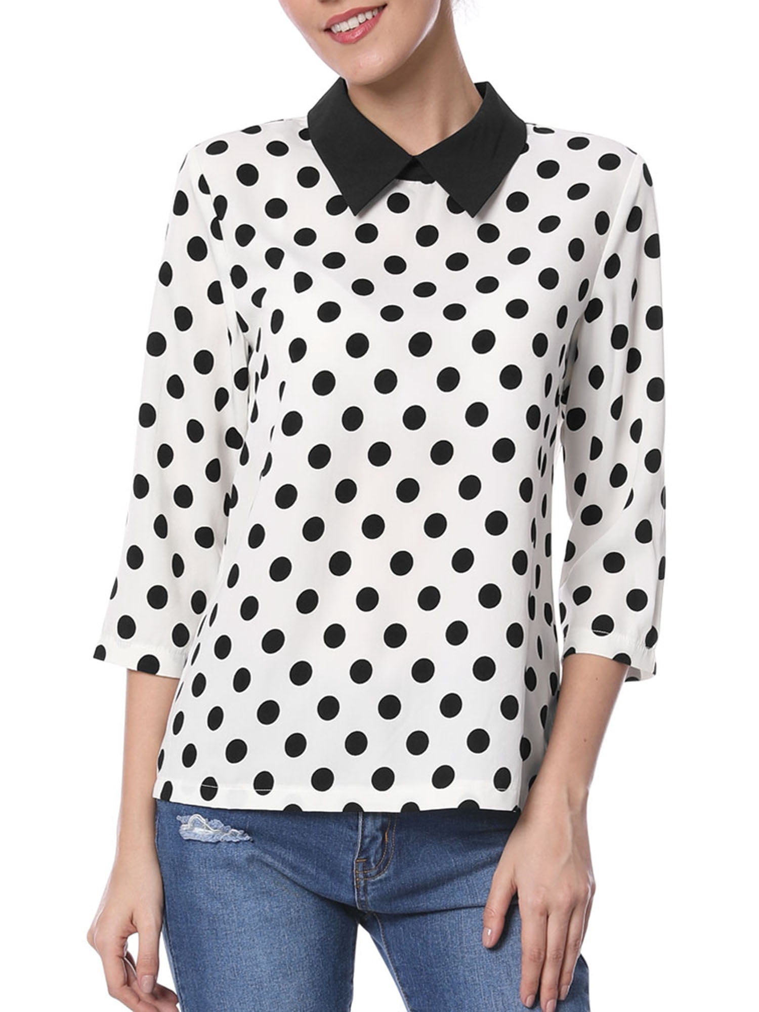 DARING DIVA Blouses 3/4 Sleeves Solid Office Work Tops S White
