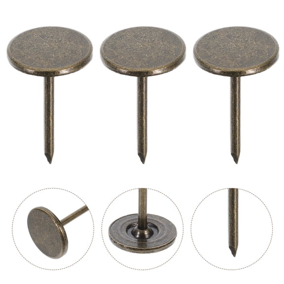 WRITWAA 100Pcs Flat Head Iron Thumb Tacks Dark Brown for Wall Hanging Decorative Wallpaper Fixing Nails