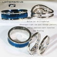 thumbnail image 3 of Adjustable size Wedding Ring Sets His And Hers Couples Women 925 Sterling Silver Blue Sapphire Diamond Man Titanium Wedding Bands, 3 of 8