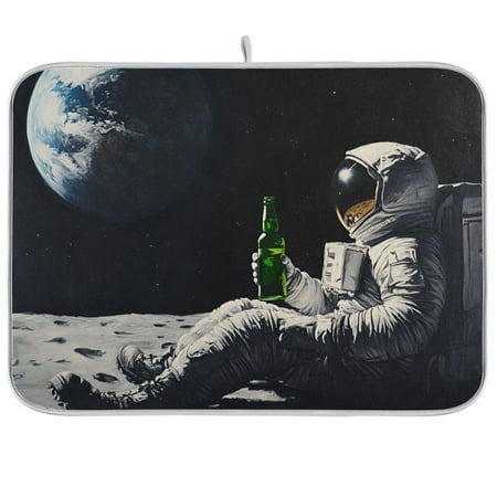 

Yayeee Dish Drying Mat for Kitchen Counter 18 x24 Microfiber Absorbent Pad Sitting on The Moon