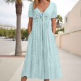 thumbnail image 2 of Vestido largo liso con cuello en V y volantes de encaje para mujer - Poliéster elástico, elegante/casual, lavable a máquina, para la noche/cócteles, 2 of 7