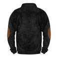 thumbnail image 4 of Men's Fake Sweater Stripe Print Stand Collar Sweatshirt with 3 Buttons, Outdoor Casual Button Front Pullover,Black,XL, 4 of 4
