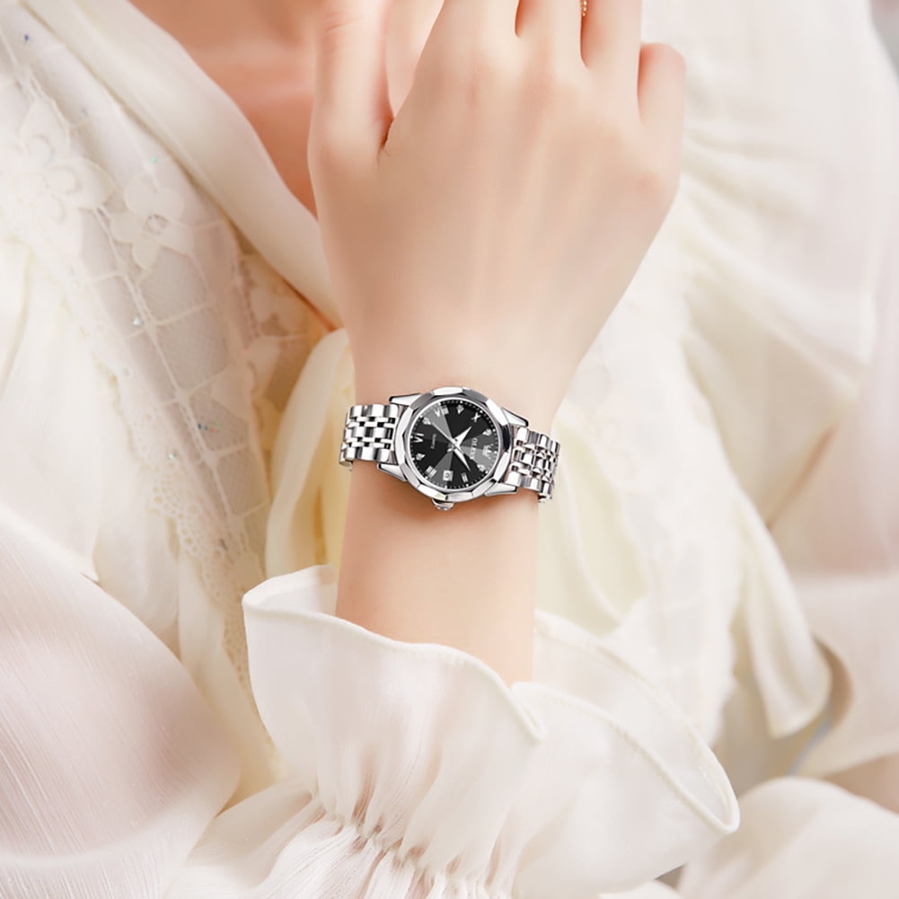 OLEVS Womens Watch Fashion Dress Female Watches for Ladies Analog Quartz Stainless Steel Waterproof Luminous Two Tone Wristwatch