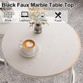 thumbnail image 6 of Nesting Coffee Table Round Side Table Set of 2 End Tables for Living Room Bedroom Balcony,White Wooden Stacking Accent Coffee Tables with Metal Frame, 6 of 8
