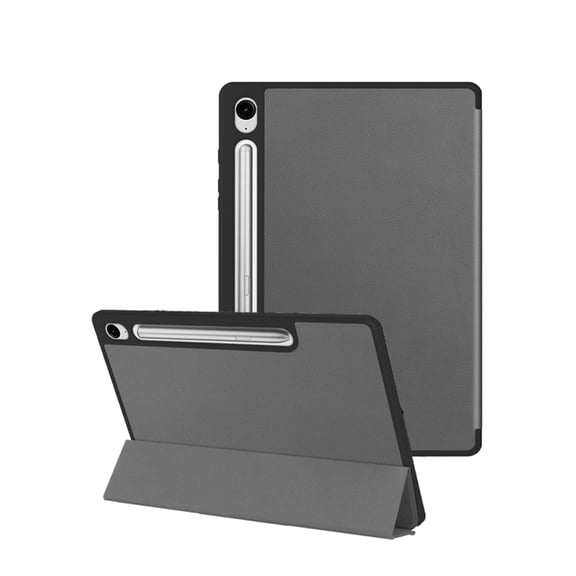 Trifold Stand Tablet Case for Samsung Galaxy Tab S10 FE 10.9", PU Leather Shockproof Cover-Gray