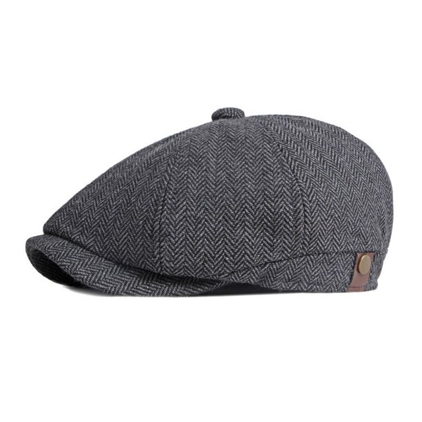 Sombrero octogonal de estilo europeo y americano para hombre, con patrón de espiga, sombrero progresivo retro británico, sombrero literario juvenil con lengua de pato, sombrero de vendedor