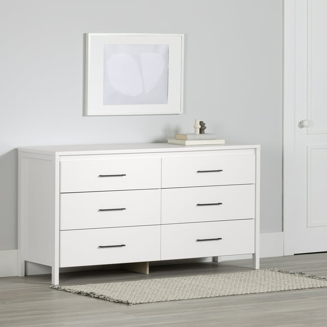 Commode 6 tiroirs pour Adulte, fini Blanc solide, collection Gravity de Meubles South Shore