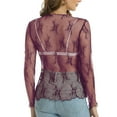 thumbnail image 5 of Luxalzxs See Through Tops for Women Long Sleeve Mock Neck Sexy Lace Floral Embroidery Undershirts Mesh Sheer Layering Tops Party Clubwear, 5 of 5