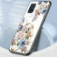 thumbnail image 2 of Case for Samsung Galaxy A71 5G, Slim Glass Case with Soft TPU Shockproof Ring Stand Flower Pattern Design Stylish Protective Cover for Samsung Galaxy A71 5G 6.7-Inch,Glamorous Peony, 2 of 9