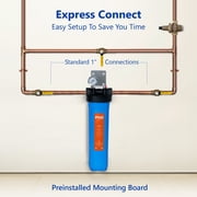 Express Water Anti Scale Whole House Water Filter – Home Water Filtration System – Polyphosphate Conditioner – includes Pressure Gauge, Easy Release, and 1” Inch Connections