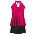 thumbnail image 6 of Savings UTSJKR Tankini Swimsuits for Women Plus Size Tummy Control Bathing Suits Front Knot Halter Neck Swimdress with Boyshorts Swimwear Hot Pink XL, 6 of 7