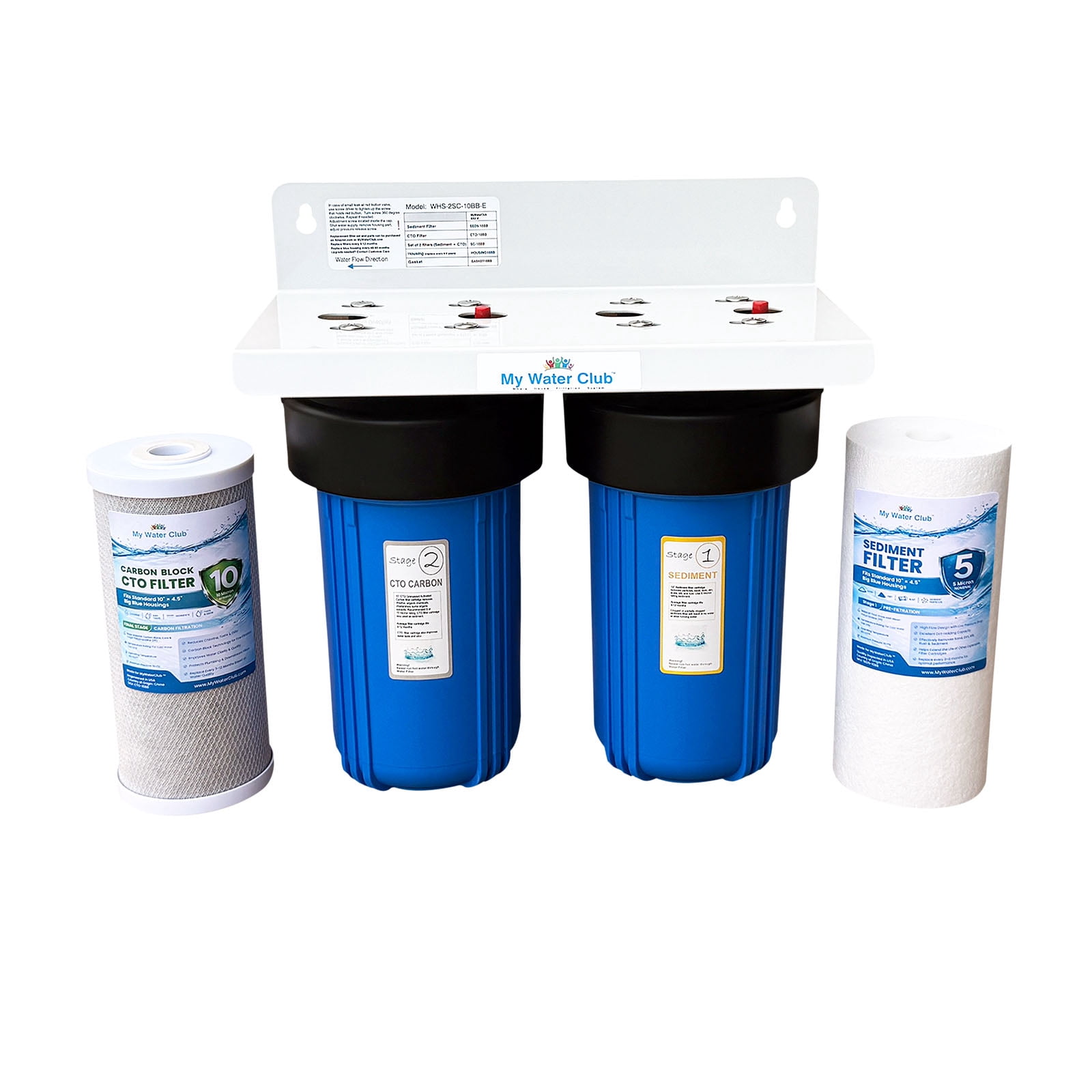 MyWaterClub 2-Stage Whole House Water System, 1" NPT Brass, 10" x 4.5"
