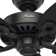 Hunter - Builder Indoor Ceiling Fan, 52-inch, Matte Black, Traditional-style, 3-speed WhisperWind Motor, 53243, for living rooms, bedrooms, home offices, kitchens
