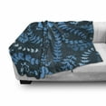 thumbnail image 3 of Indigo Soft Flannel Fleece Throw Blanket, Dark Green Backdrop Floral Swirl Leaves Branches Details Image, Cozy Plush for Indoor and Outdoor Use, 50" x 60", Turquoise Pale Blue, by Ambesonne, 3 of 6