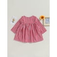 thumbnail image 6 of Bagilaanoe Toddler Baby Girl Fall Dress Plaid Long Sleeve A-line Dresses Headband 6M 12M 18M 24M 3T Infant Casual Swing Sundress, 6 of 9
