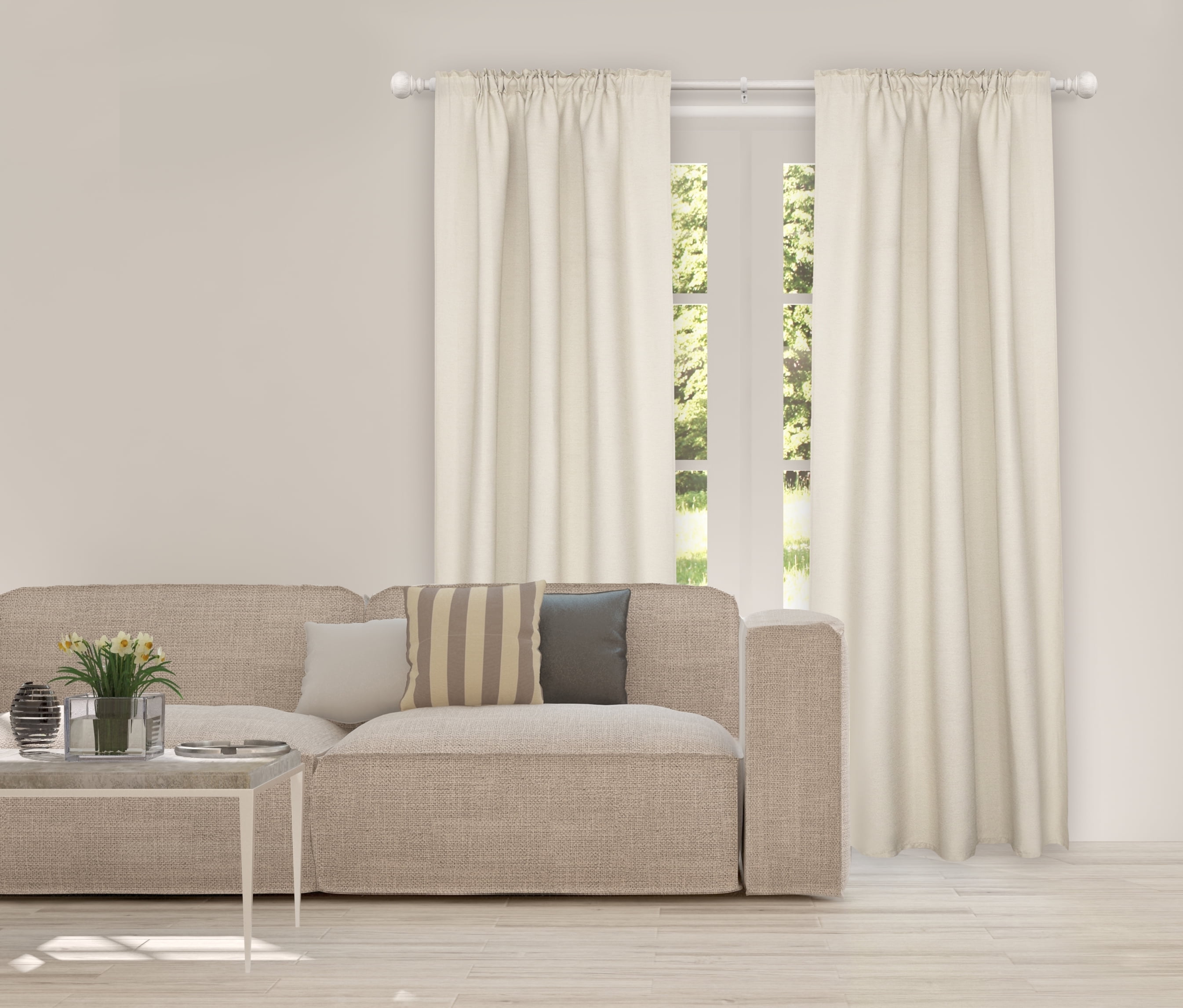 Better Homes & Gardens Whitewashed Wood Single Curtain Rod, 1 in, 120-180 in