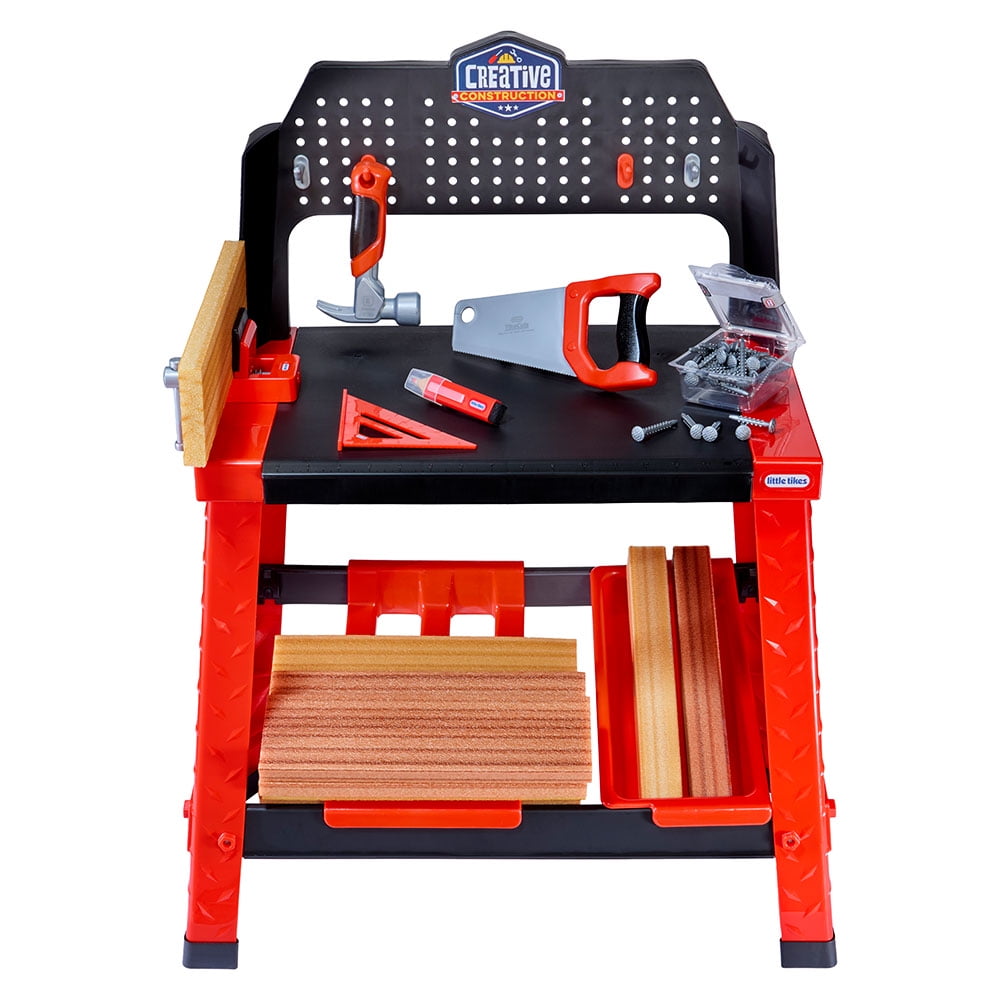 Little Tikes Creative Construction Workbench with 15+ Accessories, Pretend Play Construction Set, for Boys and Girls Ages 3+ Years