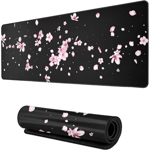 Japanese Cherry Blossom Flower Gaming Mouse Pad Large XL Desk Mat Long Extended Pads Big Mousepad for Home Office Decor Accessories 31.5 X 11.8 Inch