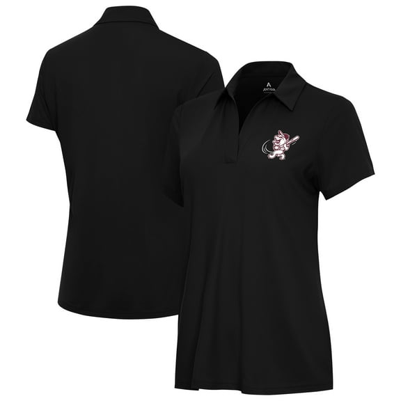 Women's Antigua Black Mississippi State Bulldogs Era Swinging Bully V-Neck Polo