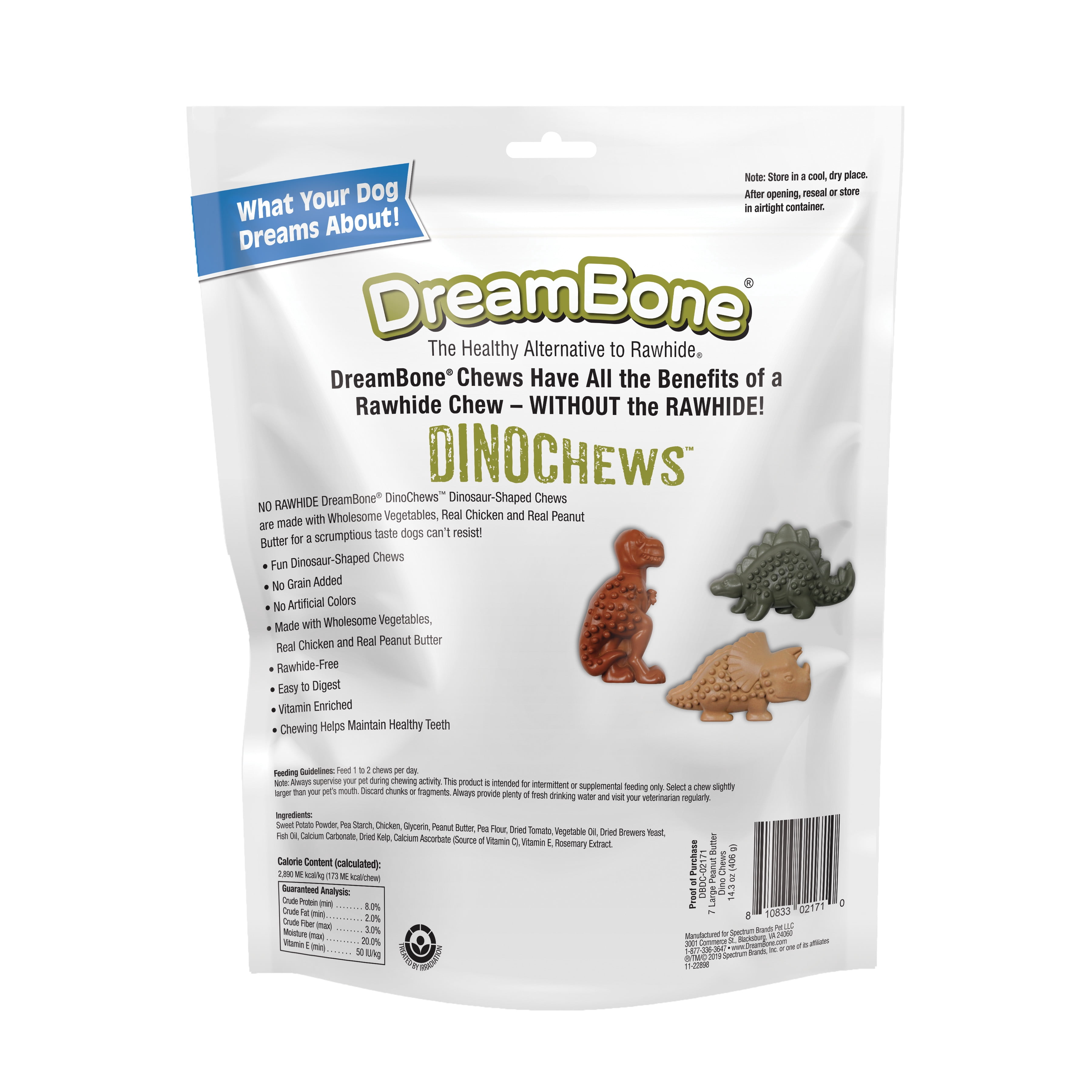 DreamBone Dino Chews, Grain-Free, Rawhide-Free Dog Chews, Large, 14.8 Oz. (7 Count)