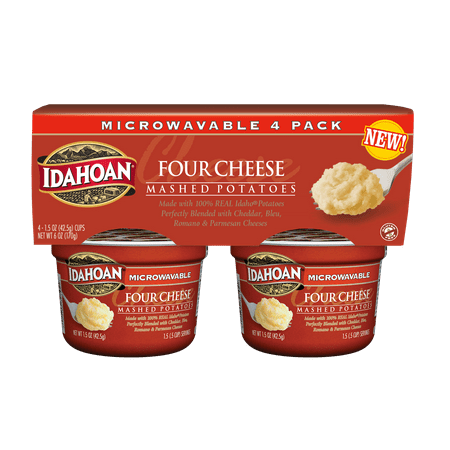 Idahoan Four Cheese Mashed Potatoes - Gluten-Free, Real Idaho Potatoes - 4 Cups (1.5-Ounces