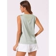 thumbnail image 4 of DARING DIVA Women's Silky Satin Mesh V Neck Sleeveless Blouses Tank Shirt XS Light Green, 4 of 6
