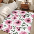 thumbnail image 4 of Pink Flowers 3x5 Area Rugs for Living Room, Poppy Watercolor Country Botanical Farmhouse Non Slip Floor Mat Washable Low-Profile Indoor Carpet for Bedroom, Dining Room, Bathroom, 4 of 9