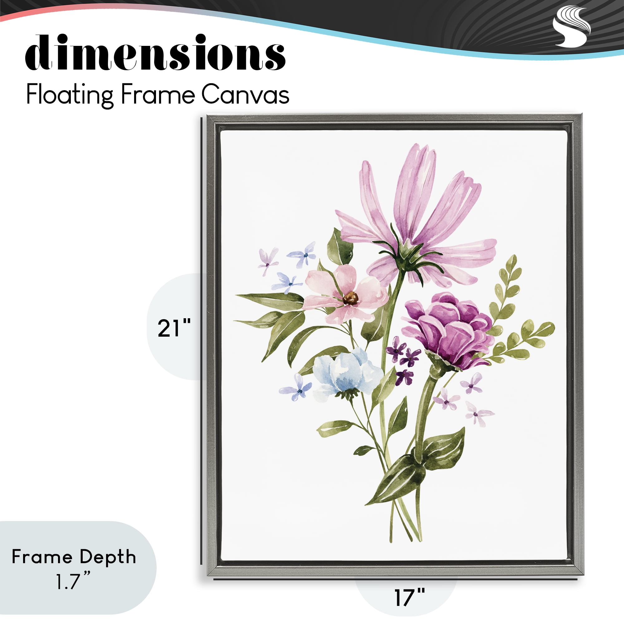 Stupell Industries Wildflower Fields Floral Bundle Gray Framed Floater Canvas Wall Art, design by Bethany Sandoval