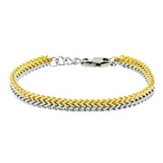 Arista Men's Double Franco Two Tone Adjustable Bracelet in Gold Plated Stainless Steel, 8.5"