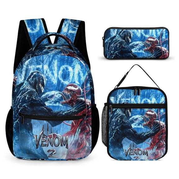 Venom Three-Piece Backpack Set: Includes A High-Quality Backpack Lunch Bag And Pencil Case One size