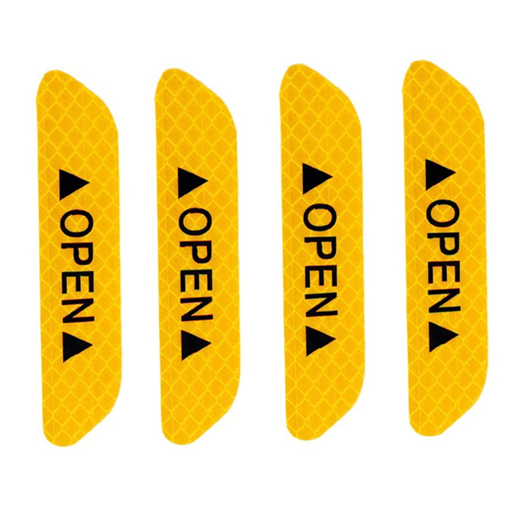 4 PCS Car Door red OPEN Stickers Reflective Tape Safety Sign Warning Mark Decal