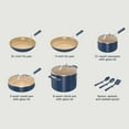 thumbnail image 2 of Ninja Juego de utensilios de cocina de cerámica, 11 piezas de vida extendida con agarre cómodo, sartenes antiadherentes, ollas, sin PTFE, apto para horno y lavavajillas, compatible con estufa, azul ma, 2 of 5