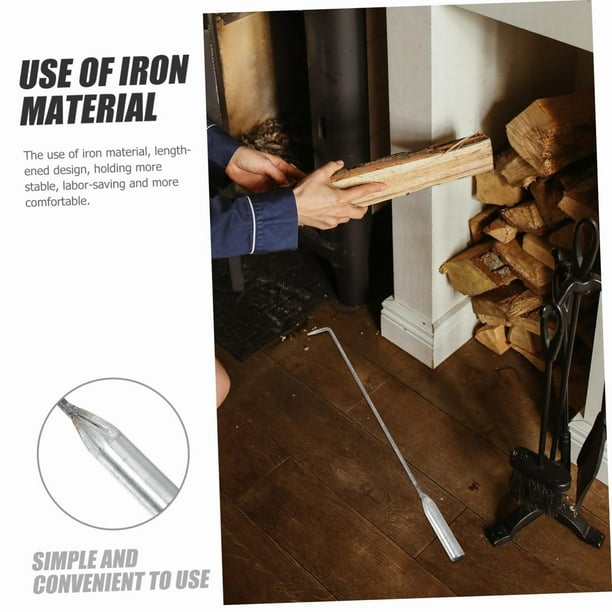 UTEN Tisonnier de Cheminée 81 CM en Acier, Outil de Foyer pour Barbecue, Camping et Poêle à Bois