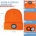 thumbnail image 2 of Unisex Hat with Light, USB Rechargeable Hands Free Headlamp LED Beanie,Gifts for Dad Father Men Husband Winter Warm Knitted Cap (Orange), 2 of 7