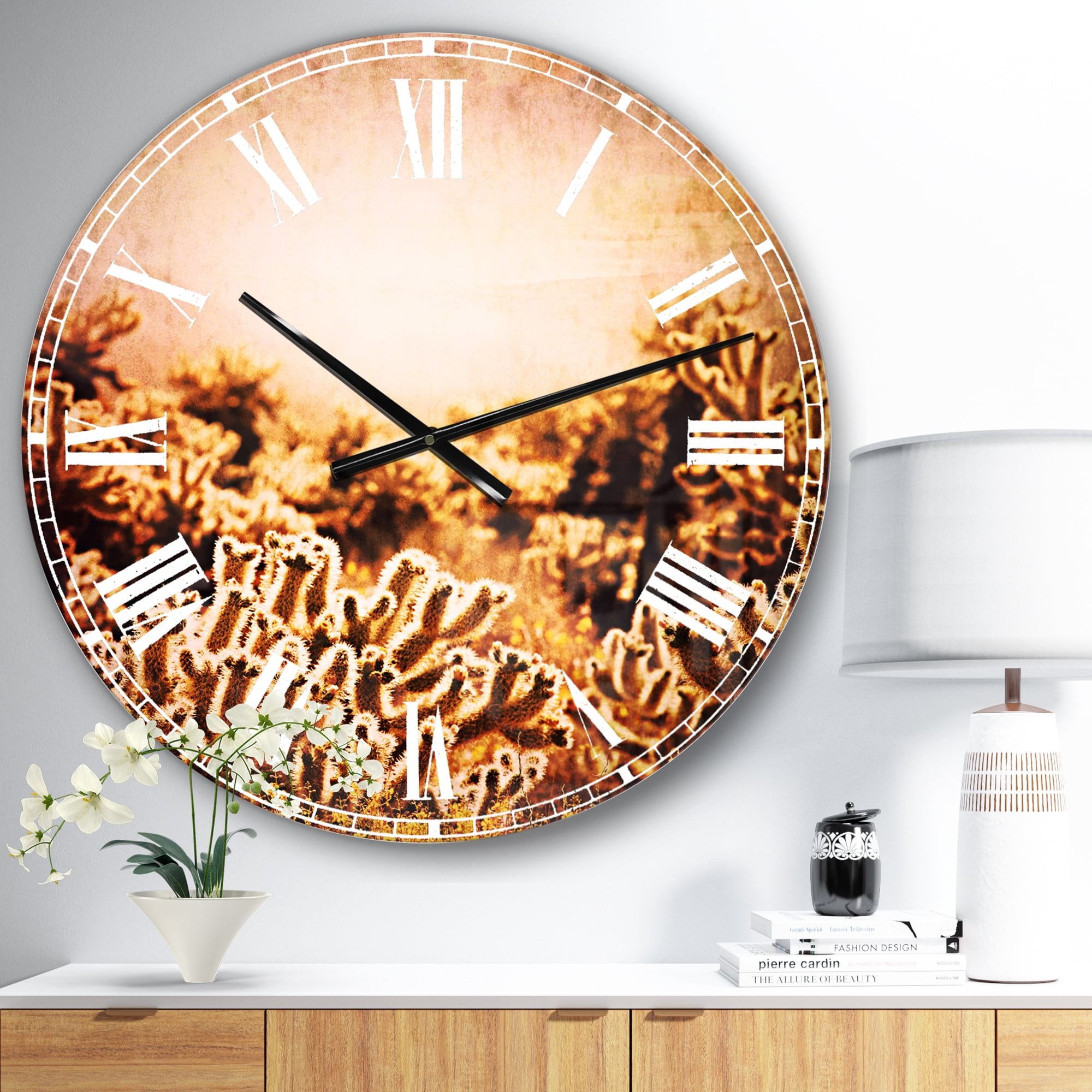 Designart 'Cactus Plants in Saguaro National Park' Traditional Wall Clock