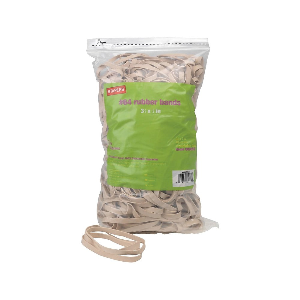 Staples Rubber Bands 64 3 1/2" x 1/4" 380/bag 25 bags/Ct 17785CT