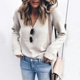 thumbnail image 2 of Hauts Tricotés à Manches Longues, Pull Tricoté Col en V pour Femmes Pull de Mode pour Femmes Méticuleusement Conçu, 2 of 5