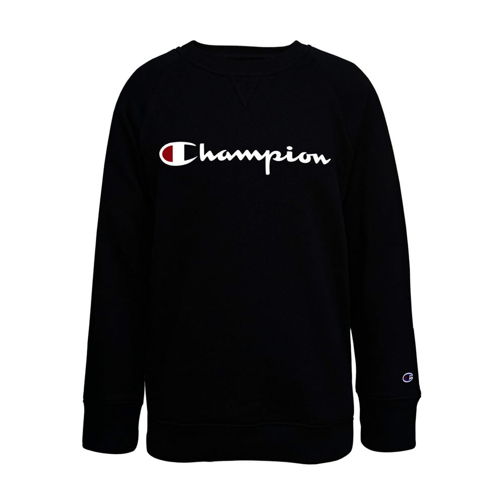 Champion - Champion Girls Classic Logo Fleece Crew Sweatshirt, Sizes 7 ...