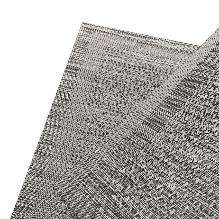 Dainty Home Geneva Woven Textilene Crossweave With Textured Stripe Pattern Reversible 13" x 19" Rectangular Placemat Set of 4 in Silver