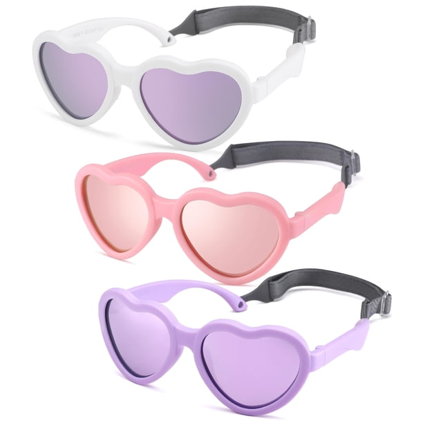 Lentes de Sol NULOOQ Polarizados para Bebé con Forma de Corazón Flexibles Paquete de 3