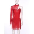 thumbnail image 3 of inlzdz  Latin Dance Dress Women Rumba Chacha Tango Single Sleeves Performance Clothing Latin Skirt Red XL, 3 of 7